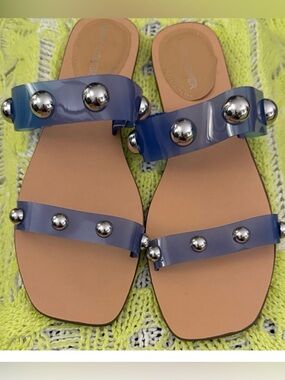Marc Fisher Periwinkle Blue Sandals with Metallic Accents